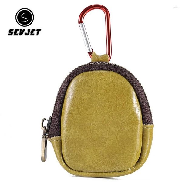 Carteras de cuero genuino para hombre, cremallera corta, cierre de Clip para dinero, monedero para soporte masculino, bolsos de mano para auriculares JYY936