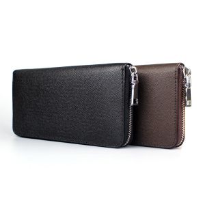 Billeteras de cuero genuino para hombres diseñador diseñador monedero monedero billeteras de cremallera larga gran capacidad masculina comercial embrague billeteras