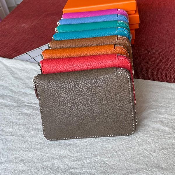 Carteras Cartera corta de cuero genuino Titulares de tarjetas unisex Diseño de lujo Moda para mujer Monedero pequeño Famoso minimalista Hombres Bolsa de dinero delgada