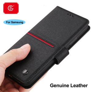 Portefeuilles Étui en cuir authentique pour Samsung Galaxy S9 S10 S20 plus Note 8 9 10 20 Case de couverture de perfusion de protection contre les amortisseurs