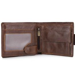 Portefeuilles véritables portefeuilles en cuir avec une poche à monnaie vintage courte pour mâle Carte Masculina Masculina Masculin