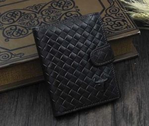 Portefeuilles authentique réel en cuir pour hommes bifold portefeuille tissé carton monétaire support noir ns2