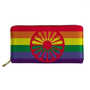 Portefeuilles Great Romani Flag Long Wallet Zipper Telefoontas Romanes Cardhouder voor roze meisjes koppelingsportelscarteira handtassen