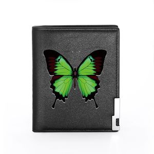 Billeteras Diseño de mariposa verde Impresión digital Cartera de cuero de pu Hombres Mujeres Titular plegable Mini monedero corto Regalo masculino