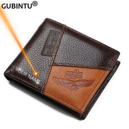 Portefeuilles Gubintu en cuir authentique Men de portefeuille Coin Pocket Zipper Real Men's Leather Portefeuille avec monnaie de haute qualité Male Purse Eagle Cartera