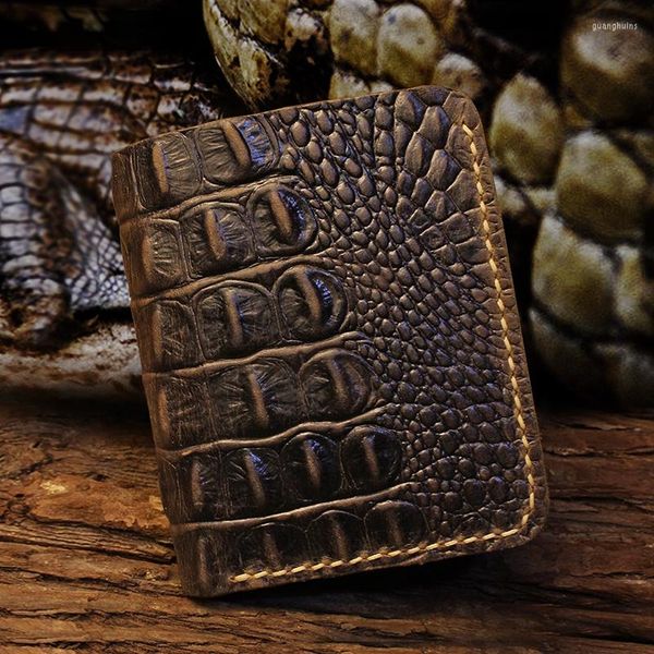 Portefeuilles fait à la main en cuir véritable portefeuille pour hommes modèle de créateur pour femmes court sac à main de luxe pour hommes avec fentes pour cartes argent