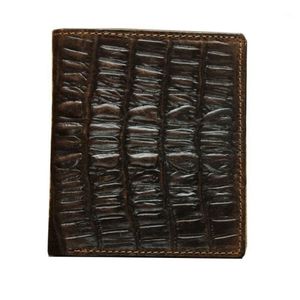 Carteras Cartera de cuero genuino Vintage hecha a mano para hombre, cartera corta de vaca Real de cocodrilo, Clips para dinero masculino Bag1256u