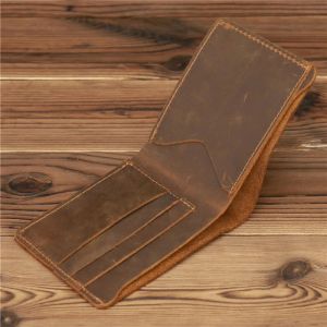 Portefeuilles faits à la main vintage en cuir authentique portefeuille masculin à sac de cheval craquier portefeuille en cuir vache de vache porte-carte portefeuille