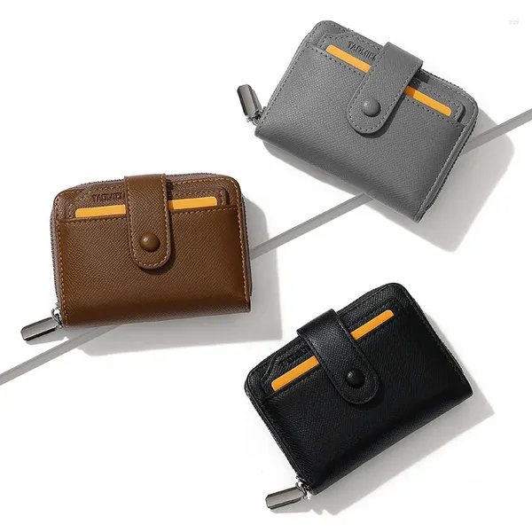 Portefeuilles Haut de gamme Business Commuting PU Coin Card Sac Creative Court Zipper Grande capacité Portefeuille