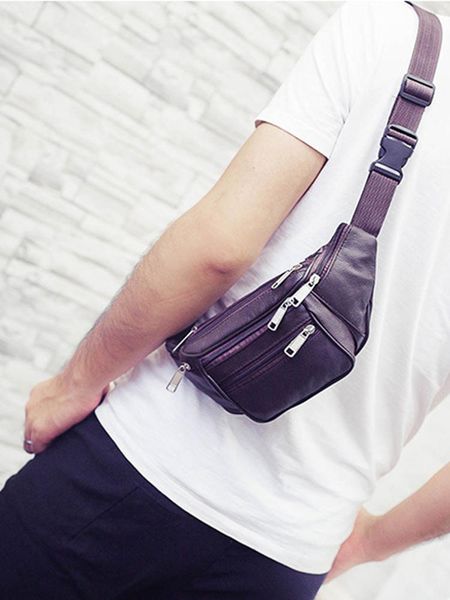 Portefeuilles haute qualité mode sac à bandoulière sacs à main hommes en cuir véritable taille Fanny Pack hanche sac à main voyage continuer pochette sacs