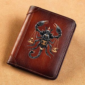 Portefeuilles Portefeuille en cuir véritable de haute qualité Cool Scorpion Design impression Standard sac à main BK151