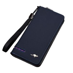 Portefeuilles de haute qualité hommes en cuir portefeuille fermeture éclair longue bourse grande capacité embrayage téléphone sac dragonne pièce porte-carte pour MaleWallets