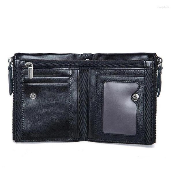 Portefeuilles de haute qualité vente peau de vache en cuir véritable marque hommes mode porte-carte poche à monnaie sac à fermeture éclair portefeuille court