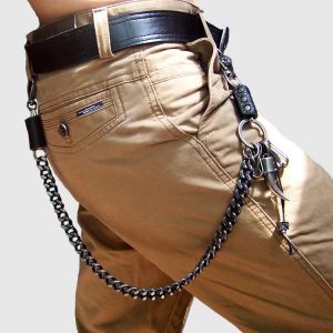 Portefeuilles hiphop heren skelet zwart gunmetal portemonnee ketting fietser trucker sleutelhanger punk brede zware taille jeans keten dr42