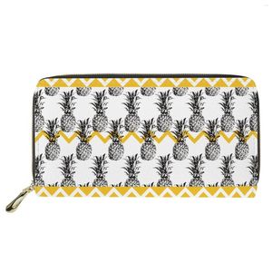 Portefeuilles HYCOOL PU cuir gros mode été ananas imprimé fermeture éclair autour des femmes portefeuille avec petit MOQ personnalisé pochette