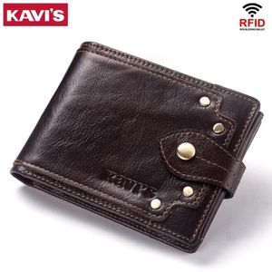 Portefeuilles KAVIS 100% portefeuille en cuir véritable hommes porte-monnaie mâle Portomonee pince pour argent poche courte porte-carte moraillon qualité But251D