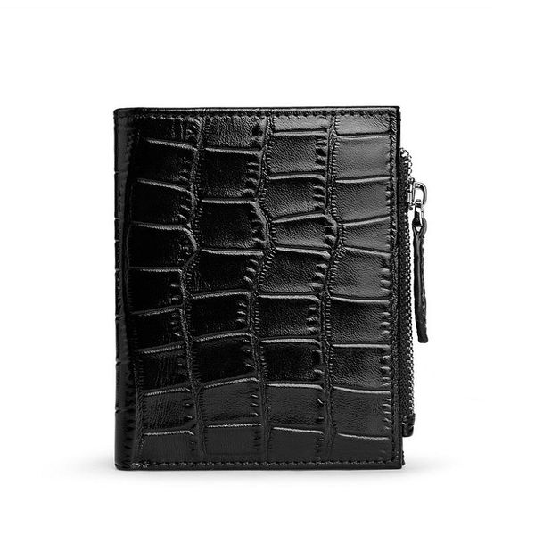 Portefeuilles Version Coréenne Portefeuille En Cuir Véritable Crocodile Femme Court Femme Exquise Sac En Cuir De Vache Ultra-Mince Mode Zipper PurseWallets