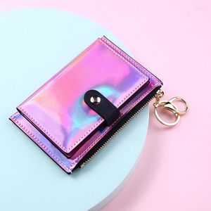 Portefeuilles Laser Women Fashion Keychain Zipper Coin Purse Mini Small Money Bag Holder