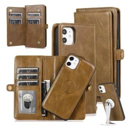 Wallets Leather Case voor iPhone 11 14 plus afneembare magnetische portemonnee mobiele telefoonhoes voor iPhone 12 Pro Max 13 Mini XS XR 7 8 Funda