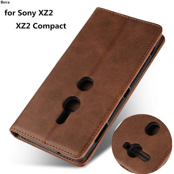 Portefeuille Étui en cuir pour Sony Xperia XZ3 XZ2 Compact Flip Case Carte Holster Magretic Assatraction Cover Wallet Case de portefeuille