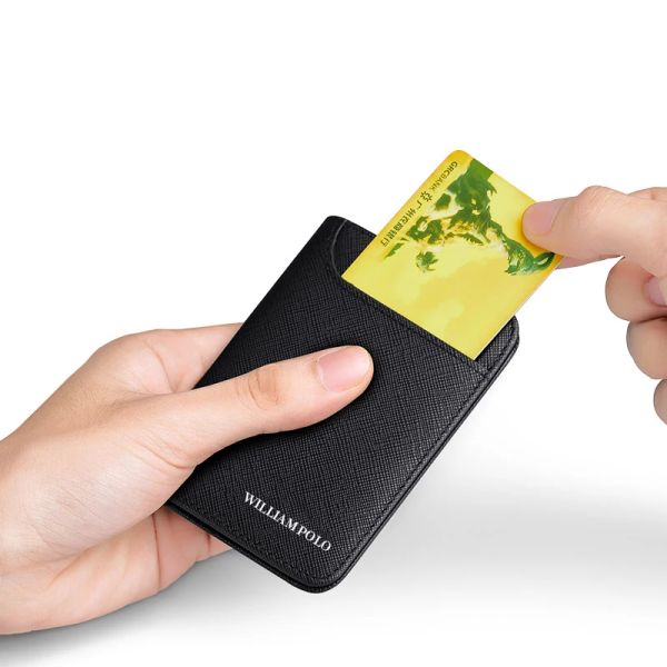 Portefeuille en cuir portefeuille masculin ultrathin mini portefeuille de portefeuille de portefeuille de portefeuille à portefeuille court multifonctionnel Williampolo