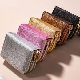 Wallets Leather Women Glitter Sequin Fashion Money Bag Coin Purses Solid Color Credit Multi-card Card Holder Bags
