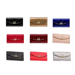 Carteras Cartera de cuero para mujer Titular de la tarjeta elegante Bolsillo con cremallera Carpeta Po Chicas Monedero para damas Notecase Oro rosa Tipo 2