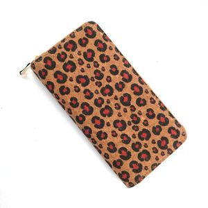 Billeteras billetera de tarjeta de corcho estampado leopardo para mujeres monedero de monedas veganas