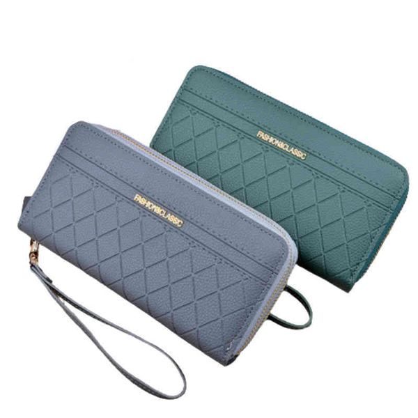 Carteras largas para mujer, tarjetero, bolso de mano de cuero Pu, monedero para mujer, marca 220628