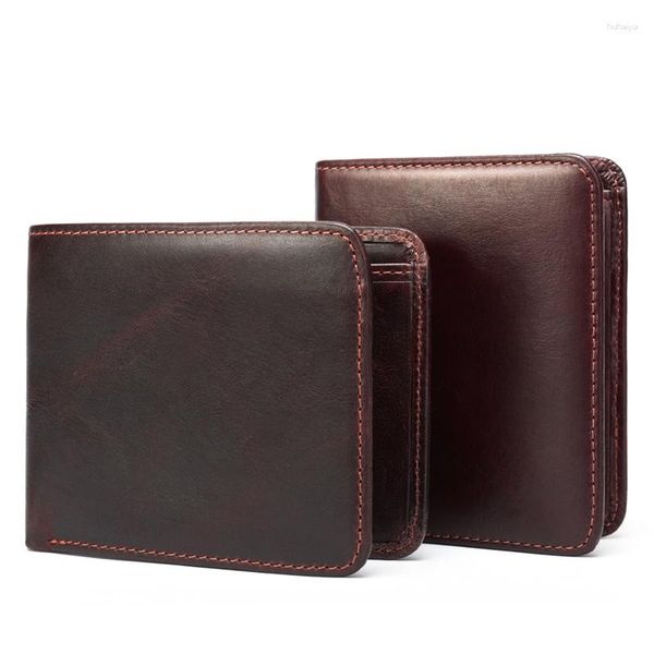 Portefeuilles Marques de luxe Portefeuille Hommes Véritable Sac en cuir Court Porte-monnaie Rétro Multi Carte Couche Anti-Magnétique Cowhide