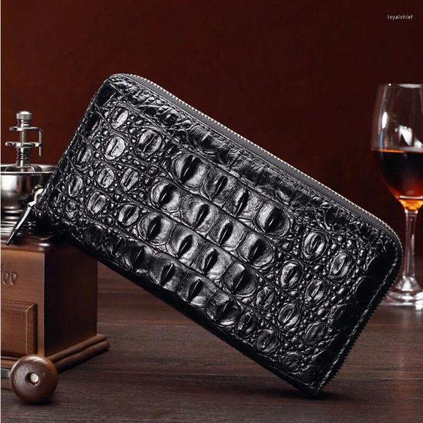 Portefeuilles de luxe crocodile en cuir long sac à embrayage de marque de mode portefeuille alligator pour le porte-monnaie pour hommes 2024