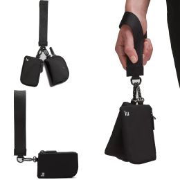 Billeteras de nylon dual bolsas de la pulsera lu hombre de la mujer del diseño del huella de la billetera de la billetera rosa mini yoga key bouch hortera para monedas de monedas de monedas