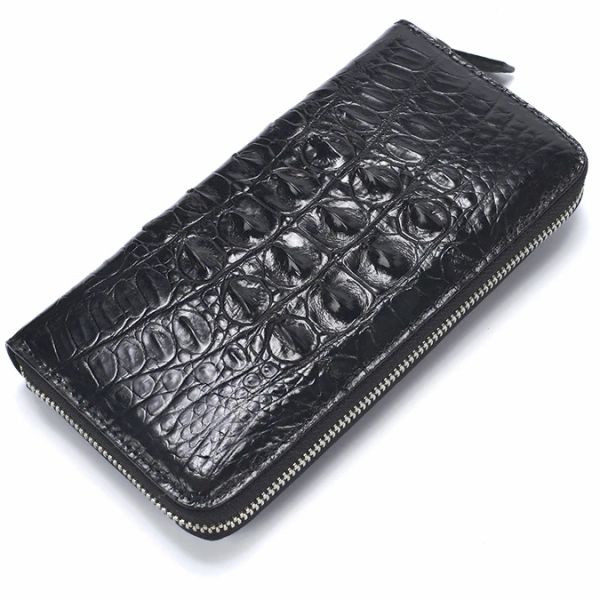 Portefeuilles luxury réel crocodile peau en cuir portefeuille pour hommes avec fermeture éclair en cuir authentique peau de portefeuille long sac à main.