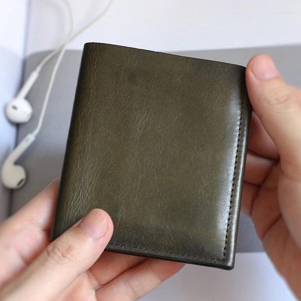 Portefeuilles de luxe courte portefeuille masculin en cuir authentique fait à la main à main pour hommes mâles femmes hachés décontractés sac à main de mode pochette