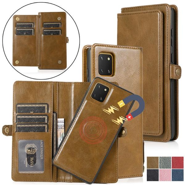 Billeteras Case de teléfono de cuero Magnetic Flip para Samsung Galaxy Note 10 20 9 8 S23 S22 Ultra S21 Fe Fe S20 S10 S9 Plus Coque de cubierta de tarjeta de billetera