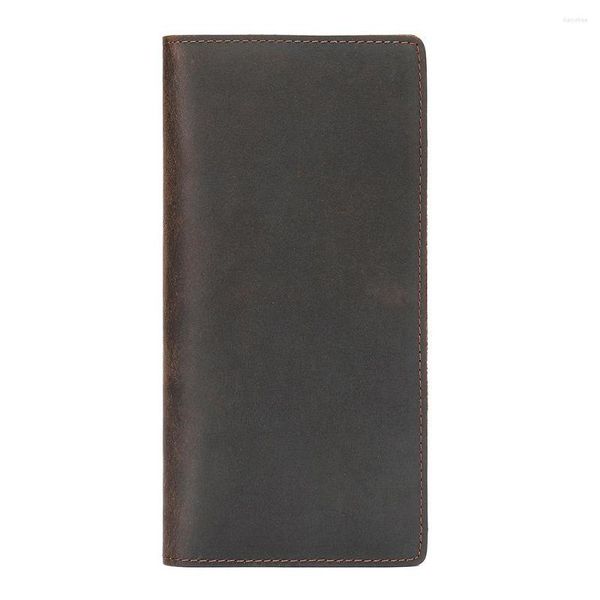 Portefeuilles Homme Long Portefeuille Top Couche Cowhide Anti-vol Swipe Card Sac Magnétique Porte-monnaie