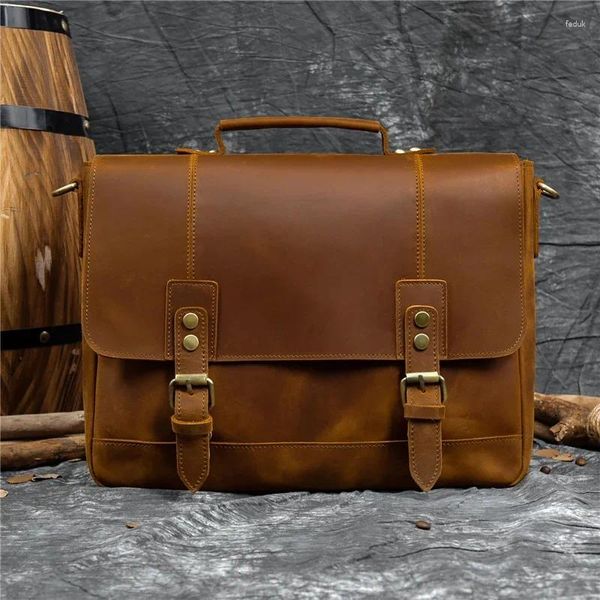 Carteras Maletín de cuero para hombre Bolso Bolsos para computadora portátil Computadora para hombres Maletín de viaje de negocios masculino