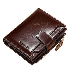 Portefeuilles homme court véritable porte-cartes en cuir Snap sac à main pliant concepteur sac à monnaie Male281w