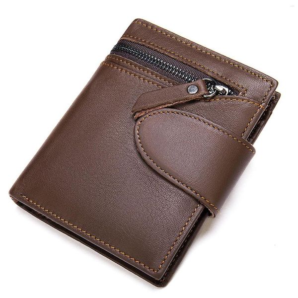 Portefeuilles Portefeuille pour hommes Porte-monnaie en cuir véritable Mince / Mini sacs d'argent masculins Hommes pour carte