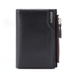 Wallets Menipador para hombres Billetera corta Moni Botón Mini Snap Button Retro Moneda Menores de cuero PU Cuero Malletines