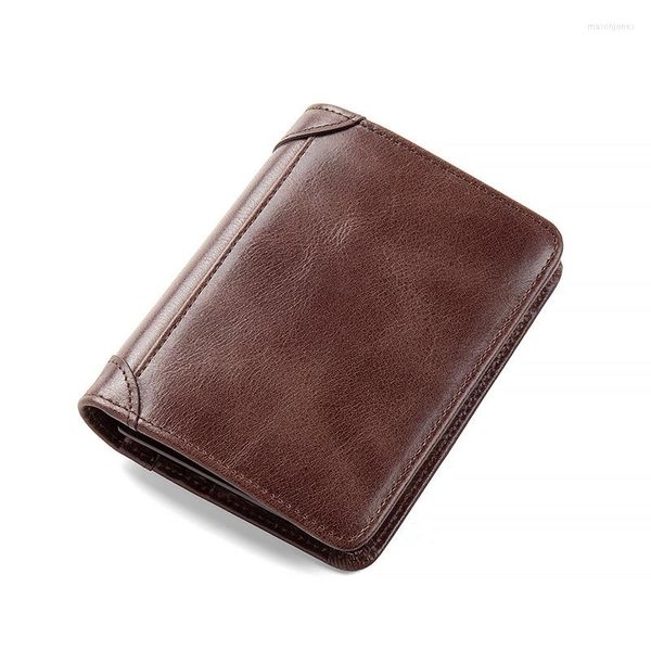 Portefeuilles hommes Crazy Horse cuir portefeuille peau de vache véritable passeport fermoir porte-carte Vintage porte-monnaie à la main pochette 1017