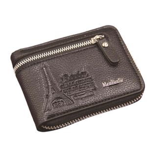 Portefeuilles Hommes portefeuille en cuir véritable Vintage court hommes portefeuilles fermeture éclair pochette sac à main sac d'argent porte-carte doux 220628