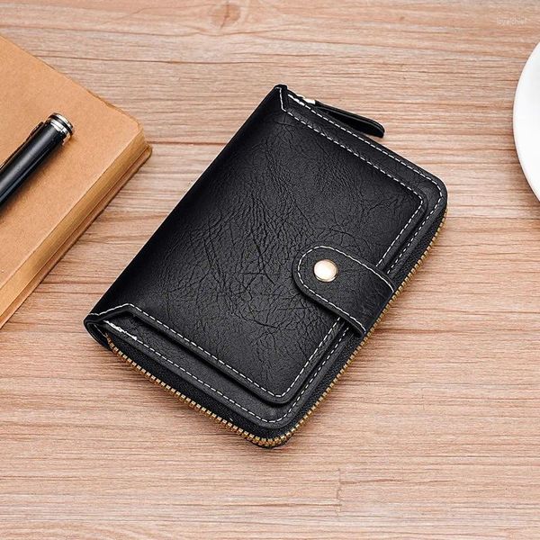 Portefeuilles portefeuille en cuir masculin Trifold Coin Purse Hlipper Carte Hecder Man Carteira masculina couro Porte Monnaie Money Sac