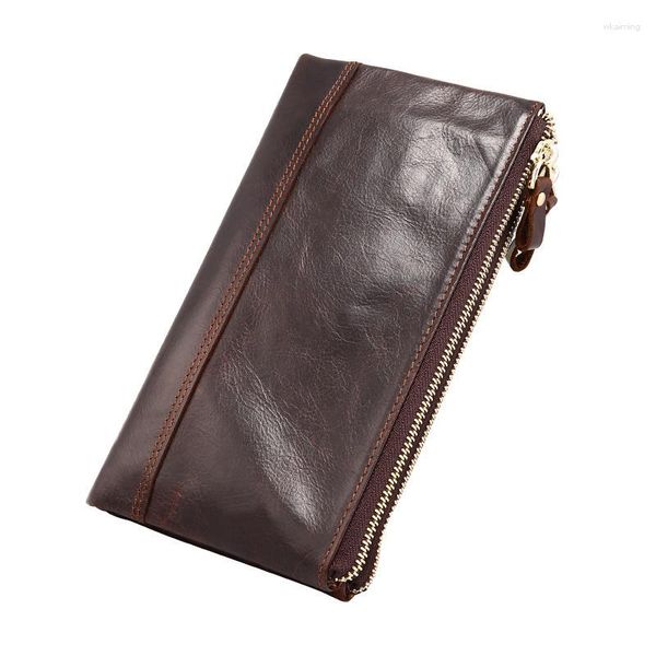 Portefeuilles longs de sac à main en cuir authentique pour hommes hommes mâle portefeuille portefeuille masculine carteira masculina