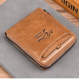 Portefeuilles pour hommes Pu Billfold Leather Short petit portefeuille Business Purse Protection de carte Antitheft Moneybag Zipper Leisure Gift RFID Shield