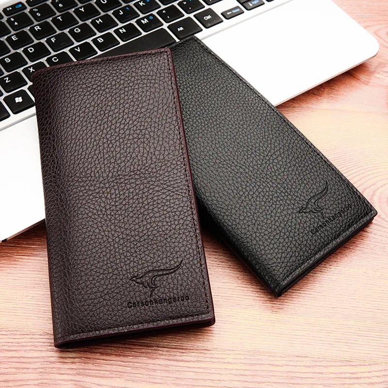 Plånböcker Mäns solida färghandväska Business Leather Texture Pu Soft Wallet Young Men Trend Double Document Storage Bag