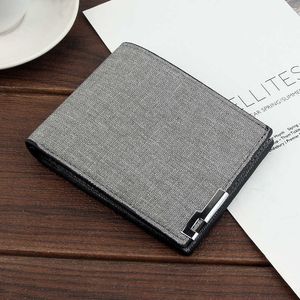 Wallets Men's Wallet Coin Purse Short Slim Men's Wallet Bi-fold Canvas Wallet Casual Card Holder Small Metal Buckle G230308