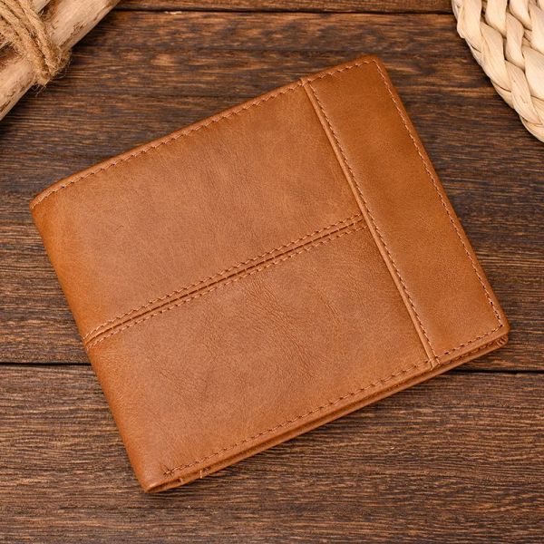 Portefeuille portefeuille masculin haute sécurité RFID Card Pockets Palle de portefeuille en cuir authentique pour hommes