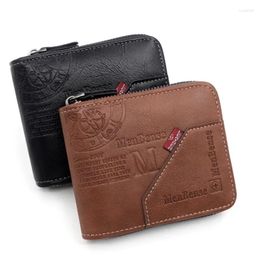 Wallets Men's Wallet Made Of Leather Wax Oil Skin Purse For Men Coin Short Male Card Holder Zipper Around Money