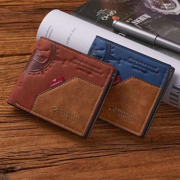 Carteras Cartera para hombre hecha de PU Cera Aceite Piel Monedero para hombres Moneda Titular de la tarjeta masculina corta Cremallera alrededor del dinero